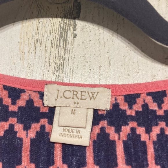 J. Crew Pink Blue V-Neckline 3/4 Sleeve Tunic Blouse Medium - Picture 7 of 9